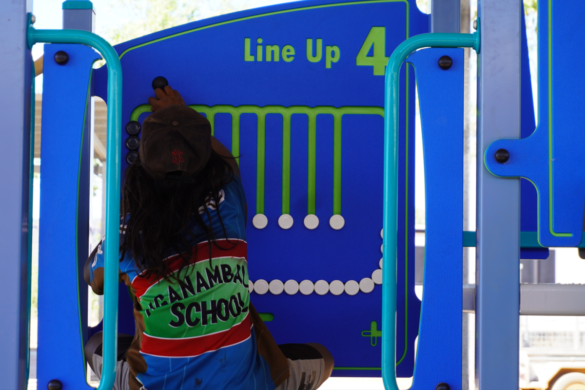 Student playing 'Line Up 4'